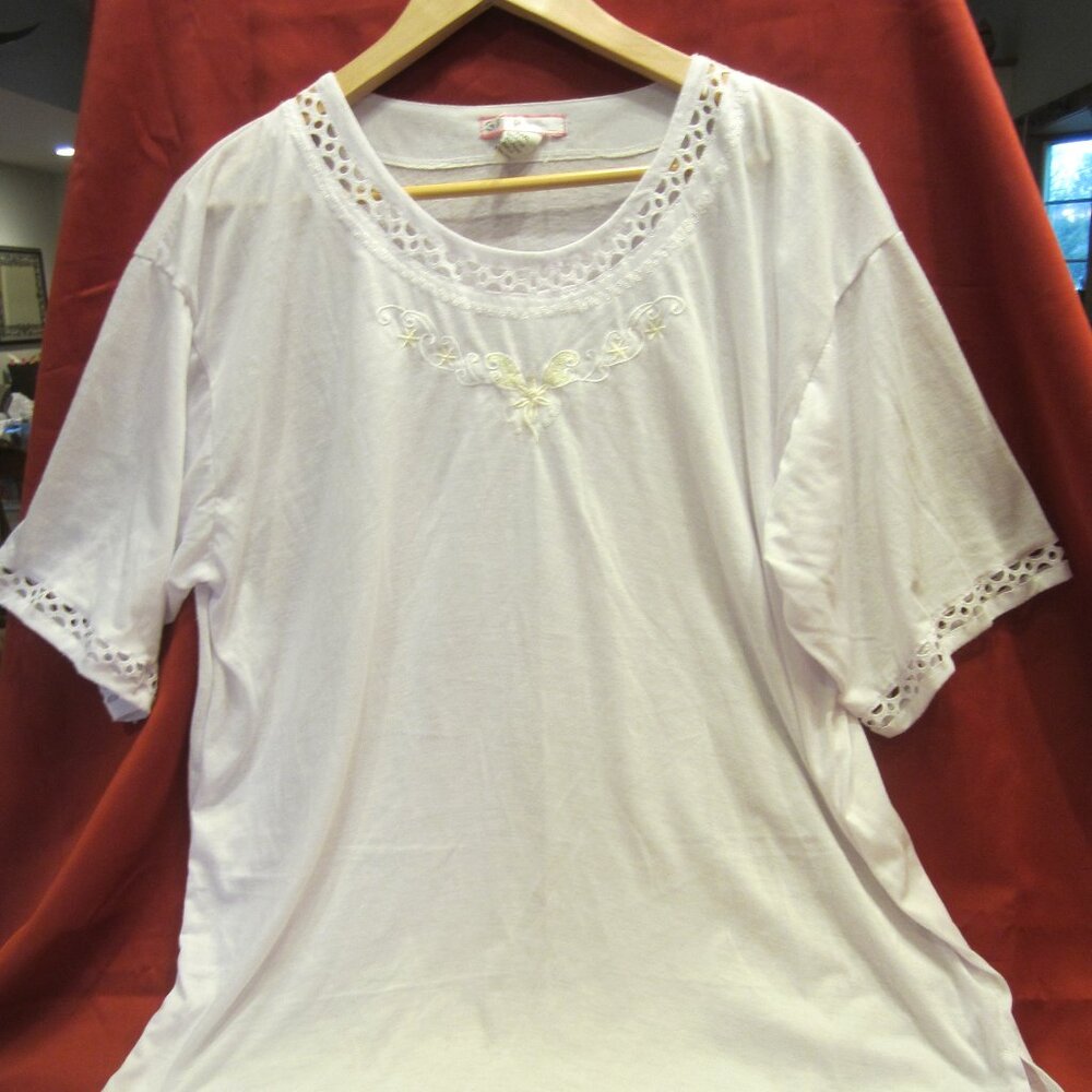 TOP SHORT SLEEVE GRIP COLLECTION W/CUT-OUTS ON NECK & ARMS, WHITE, XXL WOMENS